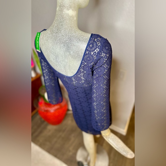 Lily Pulitzer Navy Blue Topanga Crocket Long Bell sleeve Mini Dress. NWT! Size S - Picture 8 of 15